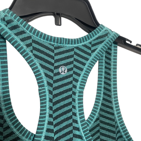 Lululemon 2 Aqua Striped Razorback Tank, Soft - Picture 7 of 8
